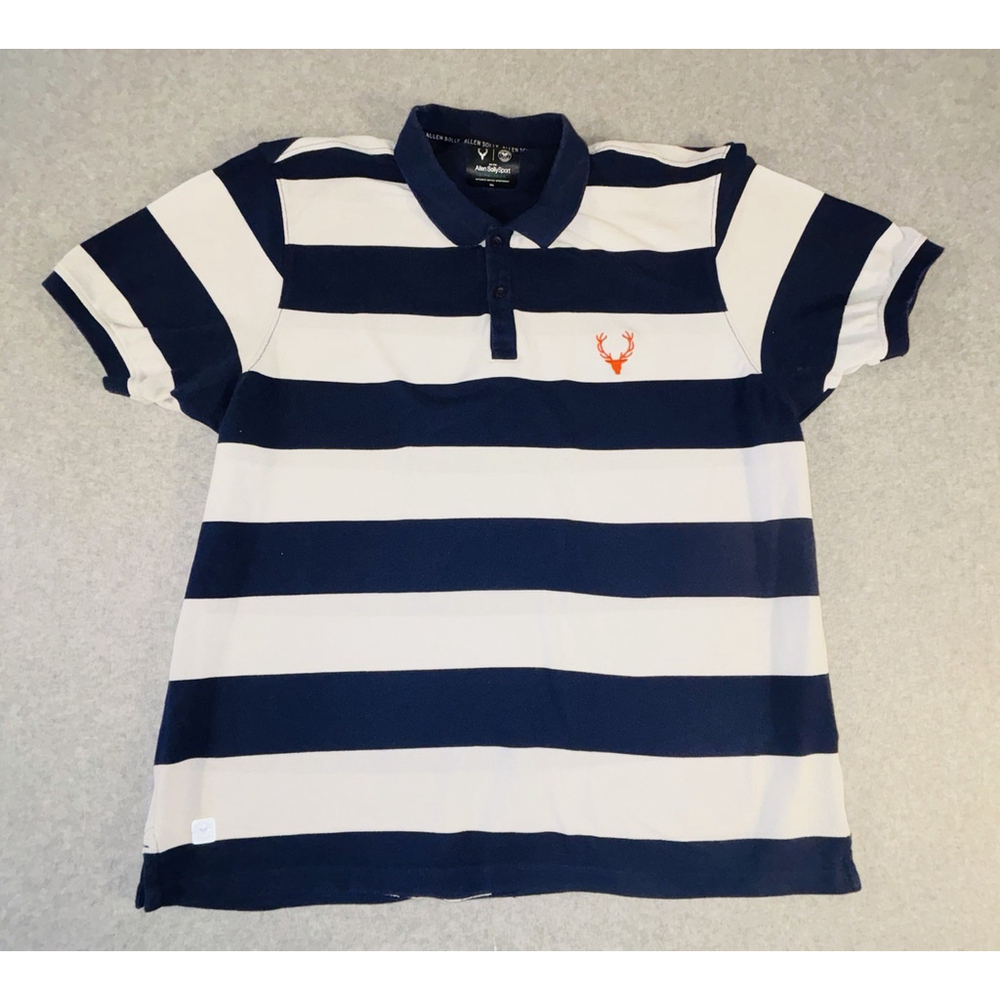 Allen Solly Sport Wimbledon Polo Shirt‎ 3XL Navy White Striped